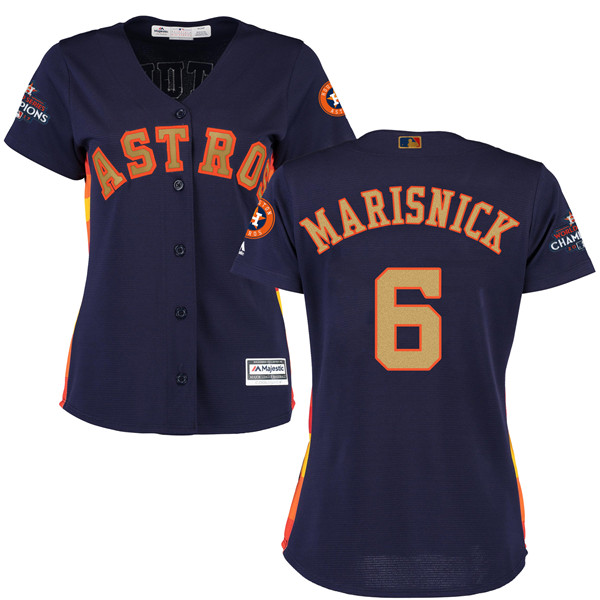 Astros 6 Jake Marisnick Navy Women 2018 Gold Program Cool Base Jersey