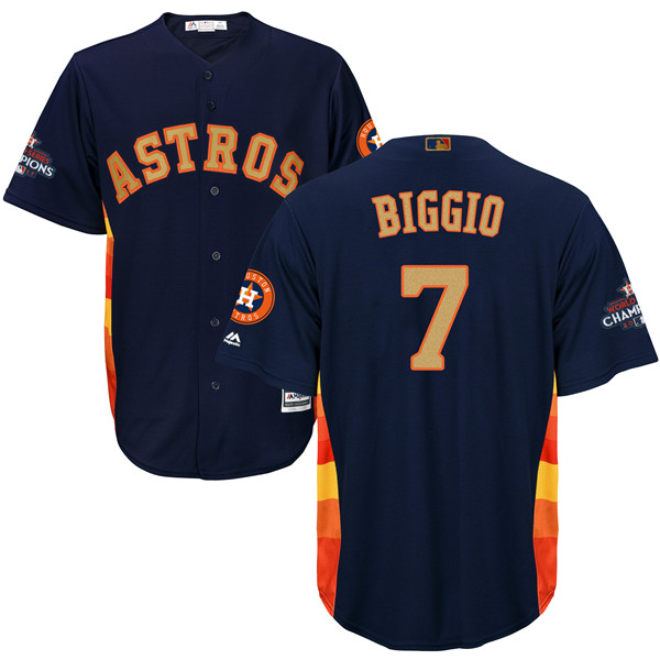 Astros 7 Craig Biggio Navy Gold Program Cool Base Jersey