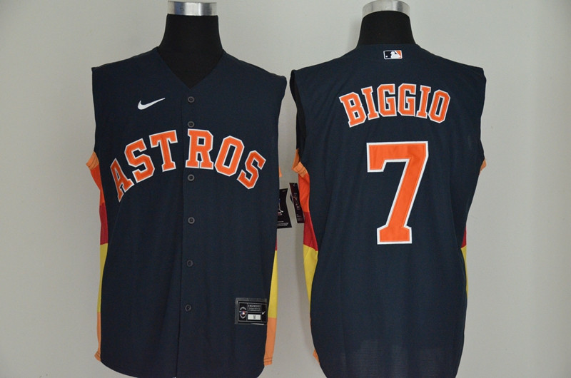 Astros 7 Craig Biggio Navy Nike Cool Base Sleeveless Jersey