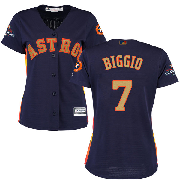 Astros 7 Craig Biggio Navy Women Gold Program Cool Base Jersey