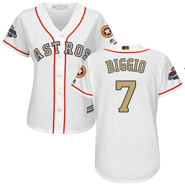 Astros 7 Craig Biggio White Women Gold Program Cool Base Jersey