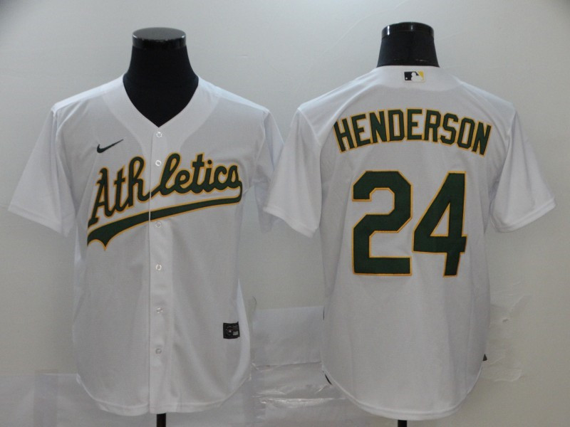 Athletics 24 Rickey Henderson White 2020 Nike Cool Base Jersey