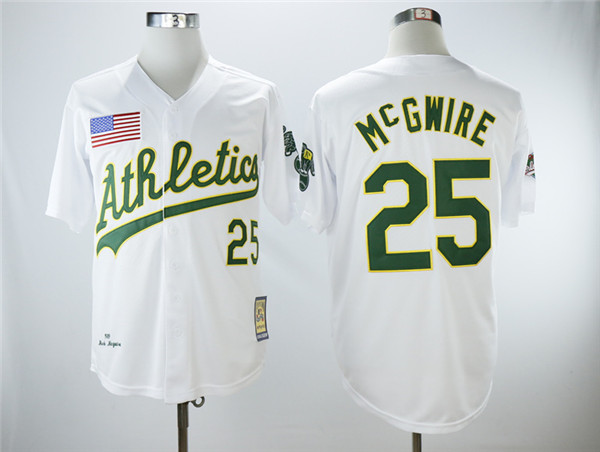 Athletics 25 Mark McGwire White 1989 Throwback Jersey