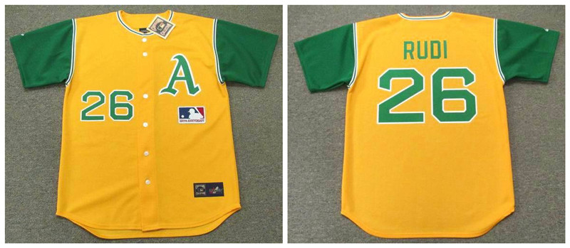 Athletics 26 Joe Rudi Yellow 1969's Throwback Cool Base Jersey