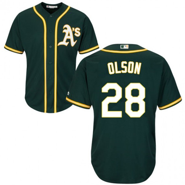 Athletics 28 Matt Olson Green Cool Base Jersey