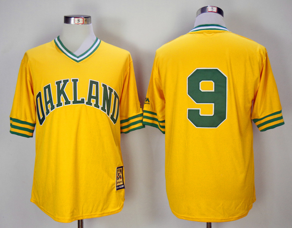 Athletics 9 Reggie Jackson Yellow 1981 Mitchell & Ness Cream Jersey