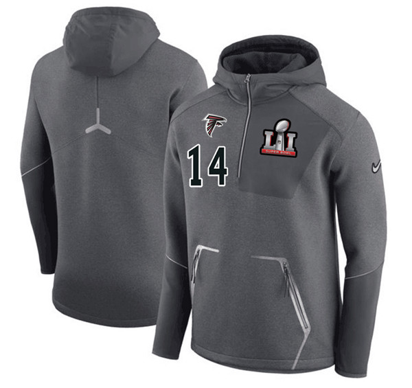 Atlanta Falcons 14 Justin Hardy  Super Bowl LI Bound Team Half Zip Performance Pullover Hoodie Gray