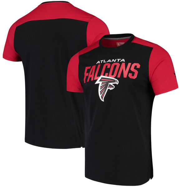 Atlanta Falcons NFL Pro Line by Fanatics Branded Iconic Color Blocked T Shirt Black Red