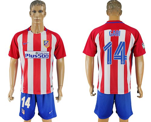 Atletico Madrid 14 Gabi Home Soccer Club Jersey