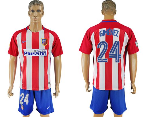 Atletico Madrid 24 Gimenez Home Soccer Club Jersey