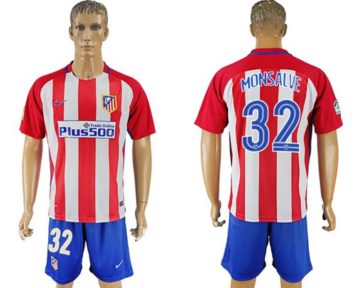 Atletico Madrid 32 Monsalve Home Soccer Club Jersey