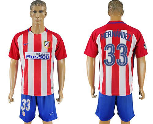 Atletico Madrid 33 Hernandez Home Soccer Club Jersey