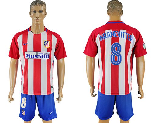 Atletico Madrid 8 Kranevitter Home Soccer Club Jersey