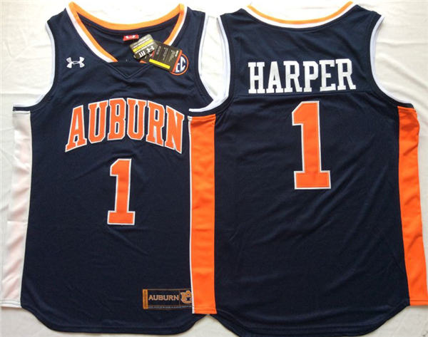 Auburn Tigers 1 Jared Harper Navy College Basketball Jersey