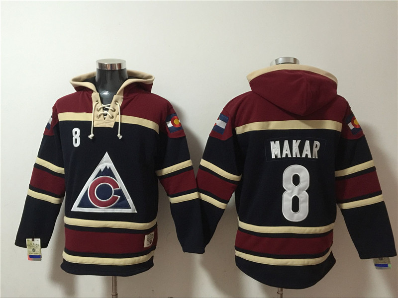 Avalanche 8 Cale Makar Black Red All Stitched Pullover Hoodie