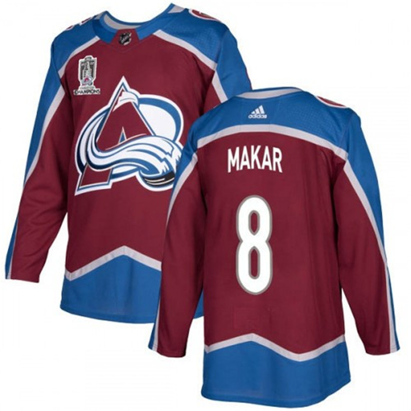 Avalanche 8 Cale Makar Burgundy 2022 Stanley Cup Champions Patch Adidas Jersey