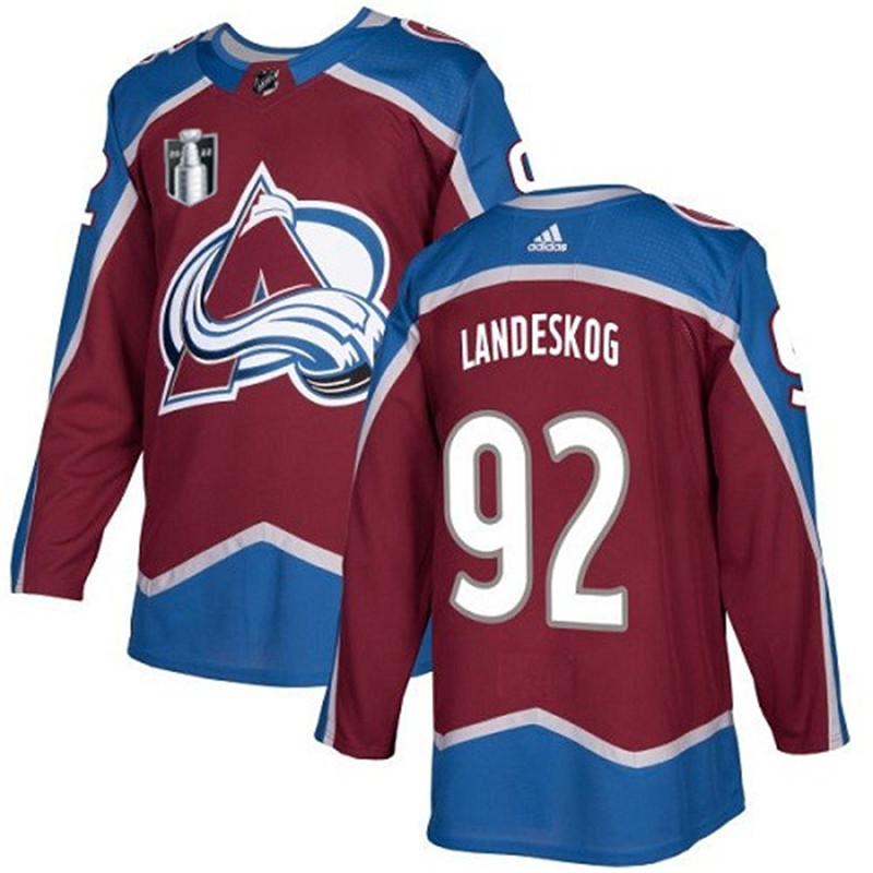 Avalanche 92 Gabriel Landeskog Burgundy 2022 Stanley Cup Final Patch Reverse Retro Adidas Jersey