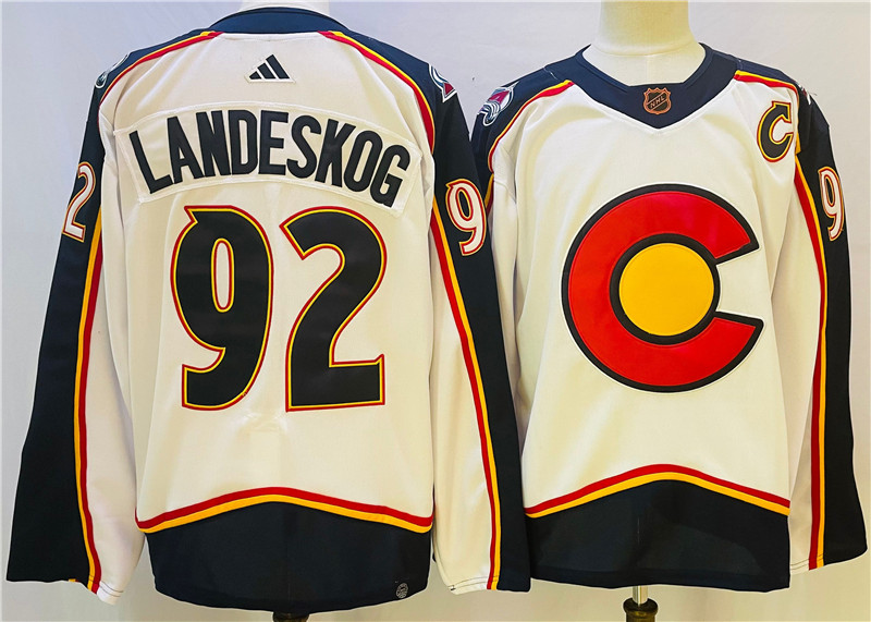 Avalanche 92 Gabriel Landeskog White Adidas Jersey