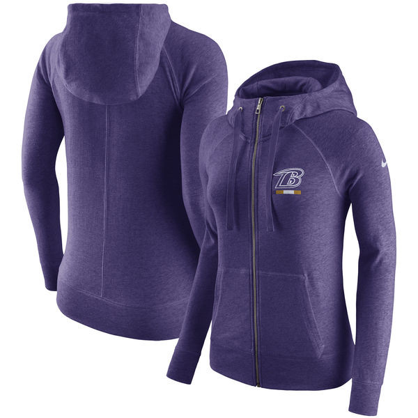 Baltimore Ravens  Women's Gym Vintage Full Zip Hoodie Purple