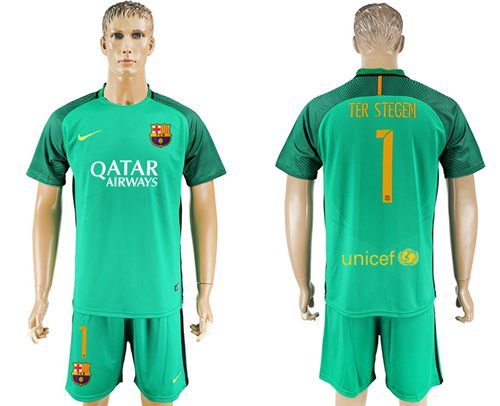 Barcelona 1 Ter Stegen Green Goalkeeper Soccer Club Jersey