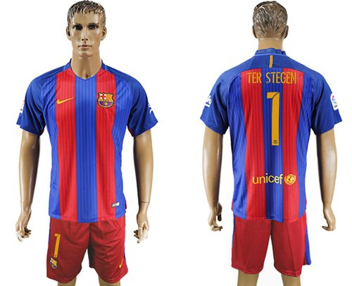 Barcelona 1 Ter Stegen Home Soccer Club Jersey