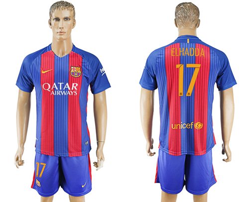 Barcelona 17 Elhadda Home Soccer Club Jersey