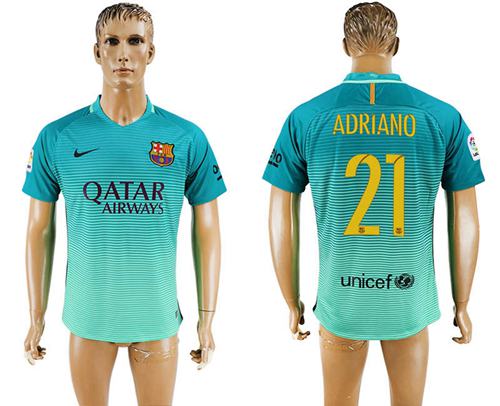 Barcelona 21 Adriano Sec Away Soccer Club Jersey