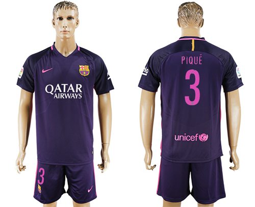 Barcelona 3 Pique Away Soccer Club Jersey