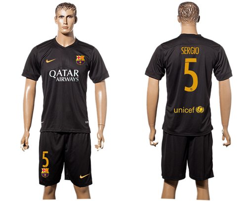 Barcelona 5 Sergio Black Soccer Club Jersey