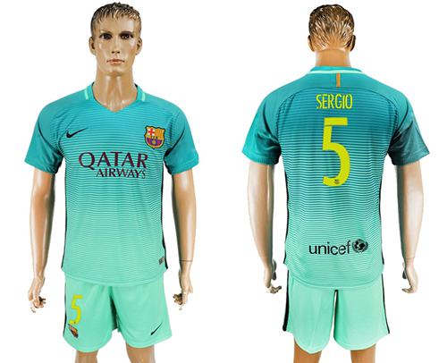 Barcelona 5 Sergio Sec Away Soccer Club Jersey