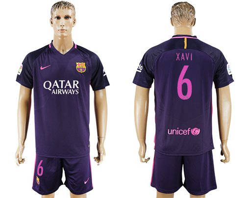 Barcelona 6 Xavi Away Soccer Club Jersey
