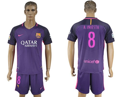 Barcelona 8 AIniesta Away Soccer Club Jersey