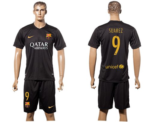 Barcelona 9 Suarez Black Soccer Club Jersey