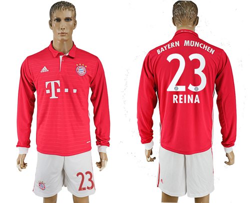Bayern Munchen 23 Reina Home Long Sleeves Soccer Club Jersey