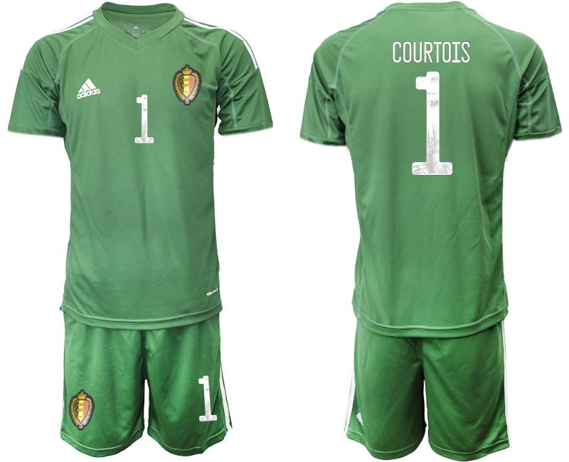 Belgium 1 COURTOIS Army Green Goalkeeper UEFA Euro 2020 Soccer Jersey