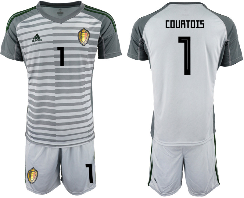 Belgium 1 COURTOIS Gray 2018 FIFA World Cup Goalkeeper Soccer Jersey