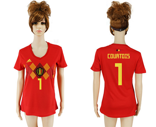 Belgium 1 COURTOIS Home Women 2018 FIFA World Cup Soccer Jersey