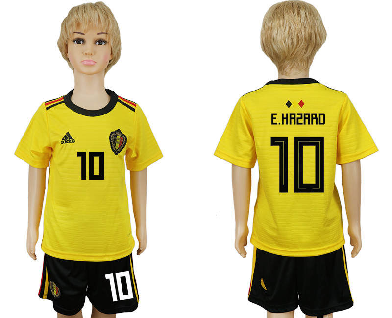 Belgium 10 E.HAZARD Away Youth 2018 FIFA World Cup Soccer Jersey