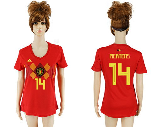 Belgium 14 MERTENS Home Women 2018 FIFA World Cup Soccer Jersey