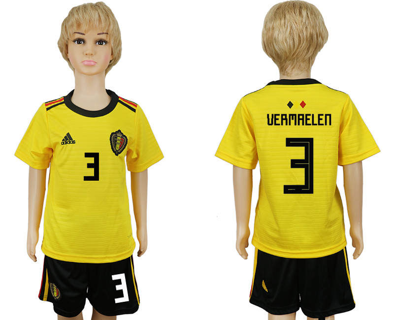 Belgium 3 VERMAELEN Away Youth 2018 FIFA World Cup Soccer Jersey