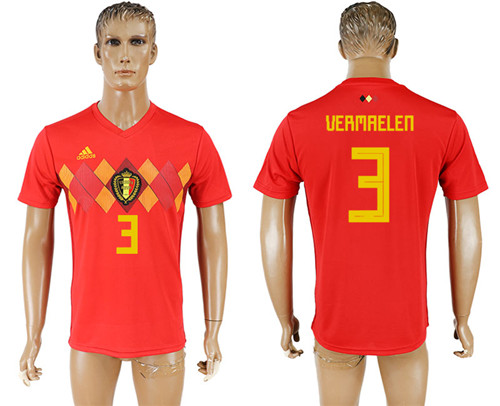 Belgium 3 VERMAELEN Home 2018 FIFA World Cup Thailand Soccer Jersey