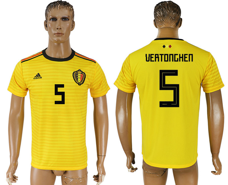 Belgium 5 VERTONGHEN Away 2018 FIFA World Cup Thailand Soccer Jersey