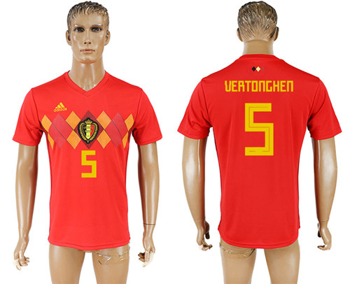 Belgium 5 VERTONGHEN Home 2018 FIFA World Cup Thailand Soccer Jersey