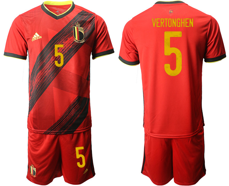 Belgium 5 VERTONGHEN Home UEFA Euro 2020 Soccer Jersey