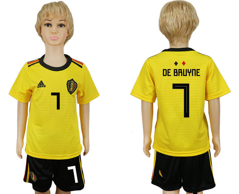 Belgium 7 DE BRUYNE Away Youth 2018 FIFA World Cup Soccer Jersey