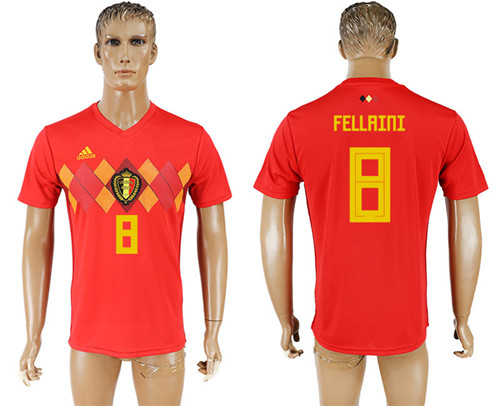 Belgium 8 FELLAINI Home 2018 FIFA World Cup Thailand Soccer Jersey