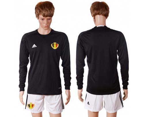 Belgium Blank Black Goalkeeper Long Sleeves Soccer Country Jersey