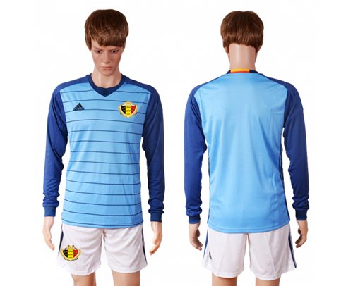 Belgium Blank Blue Goalkeeper Long Sleeves Soccer Country Jersey