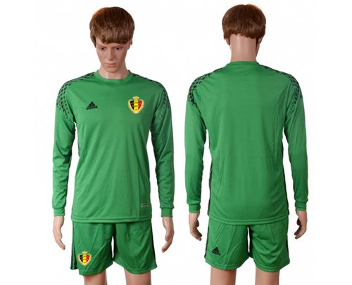 Belgium Blank Green Goalkeeper Long Sleeves Soccer Country Jersey