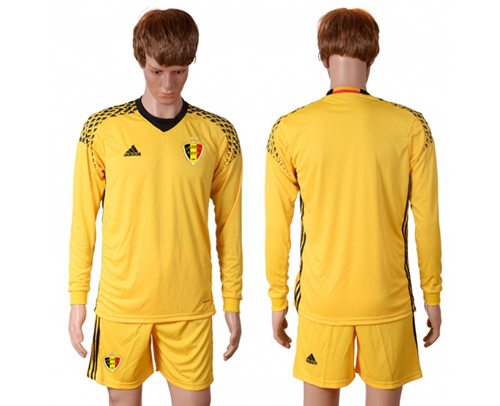 Belgium Blank Yellow Goalkeeper Long Sleeves Soccer Country Jersey